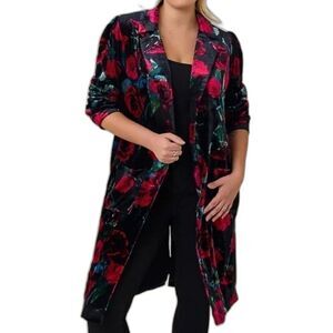 Torrid floral VELVET DUSTER KIMONO Size 3 3X NWT